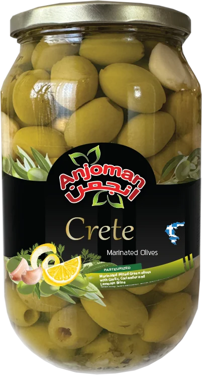 Litre jar of olives marinated with lemon and coriander